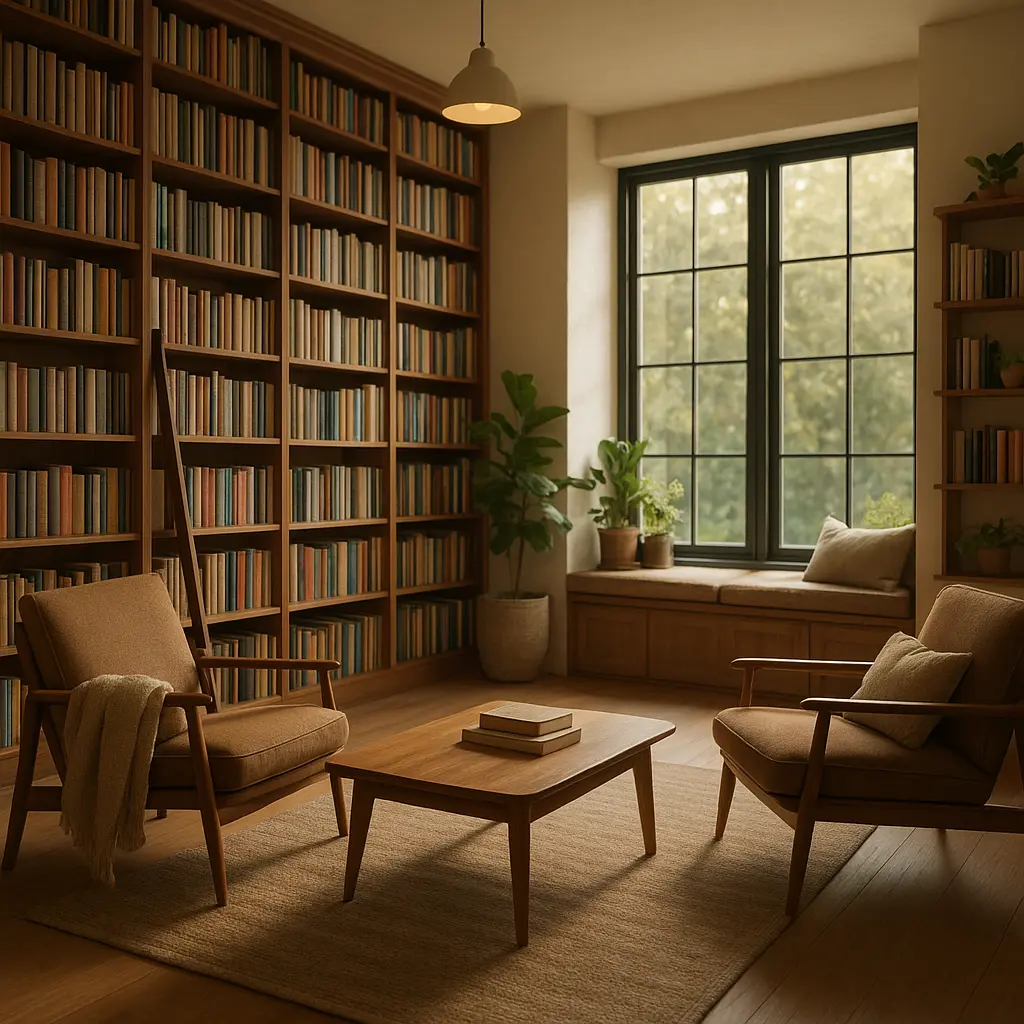 Moderner Buchladen mit Lese-Lounge